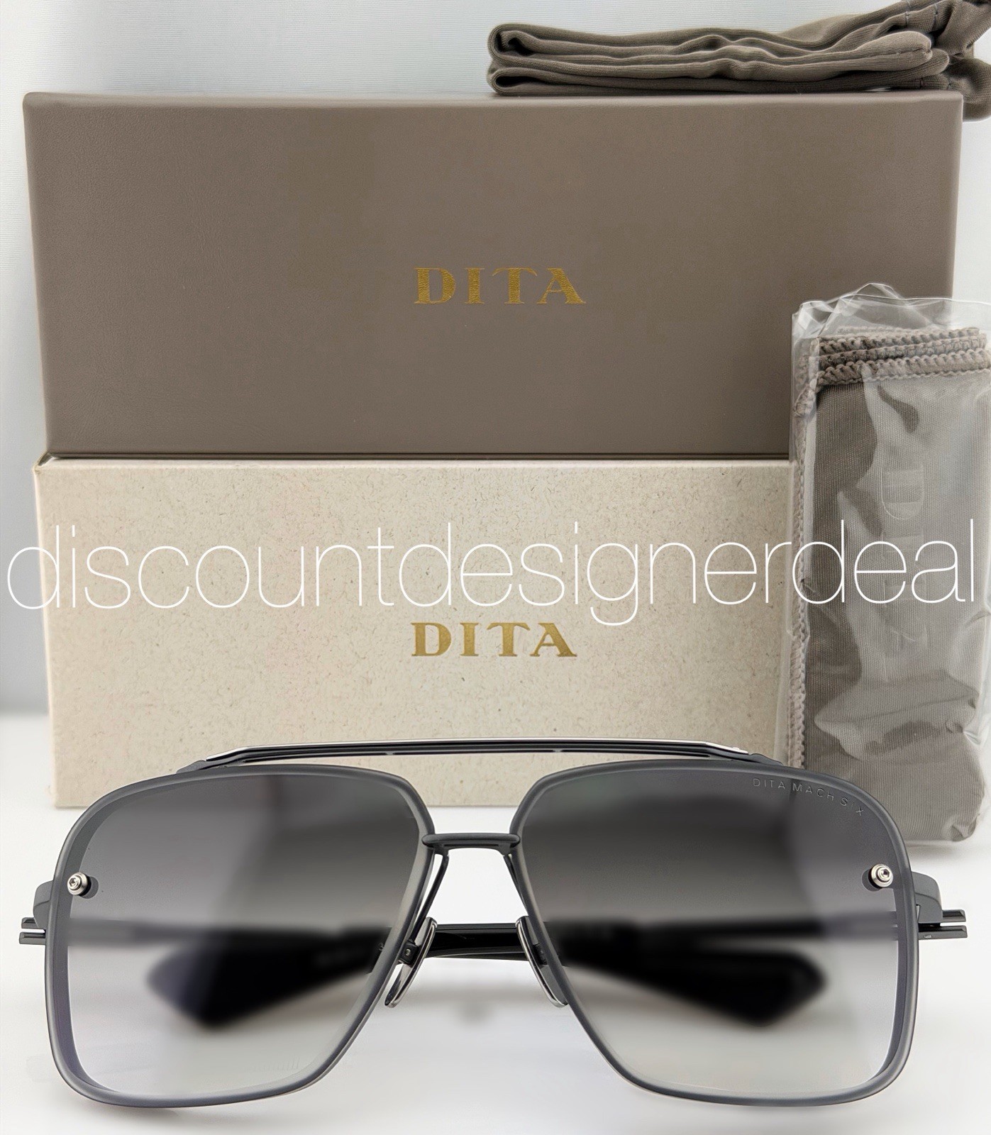 DITA Mach-Six Sunglasses DTS121-62-06 Matte Black Silver Gray Gradient 62mm NEW