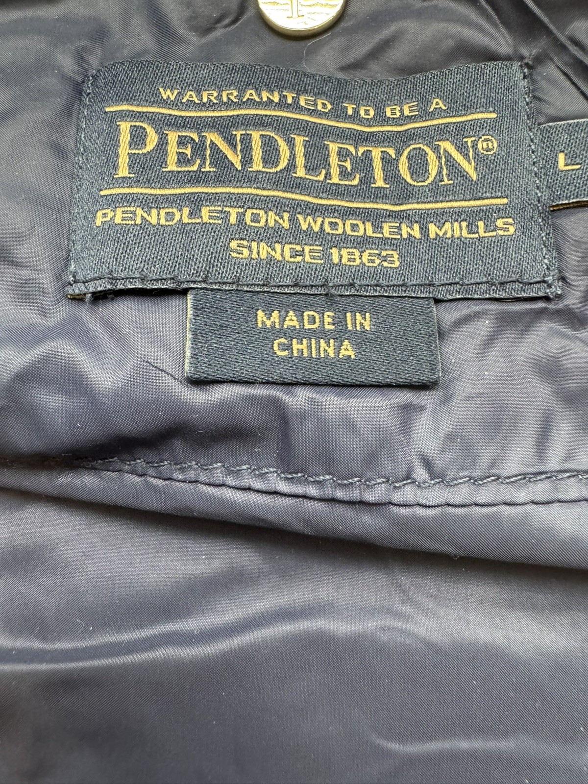 Pendleton Quilted Wool Vest Hood Blue Gold Plaid Medium Aztec Button