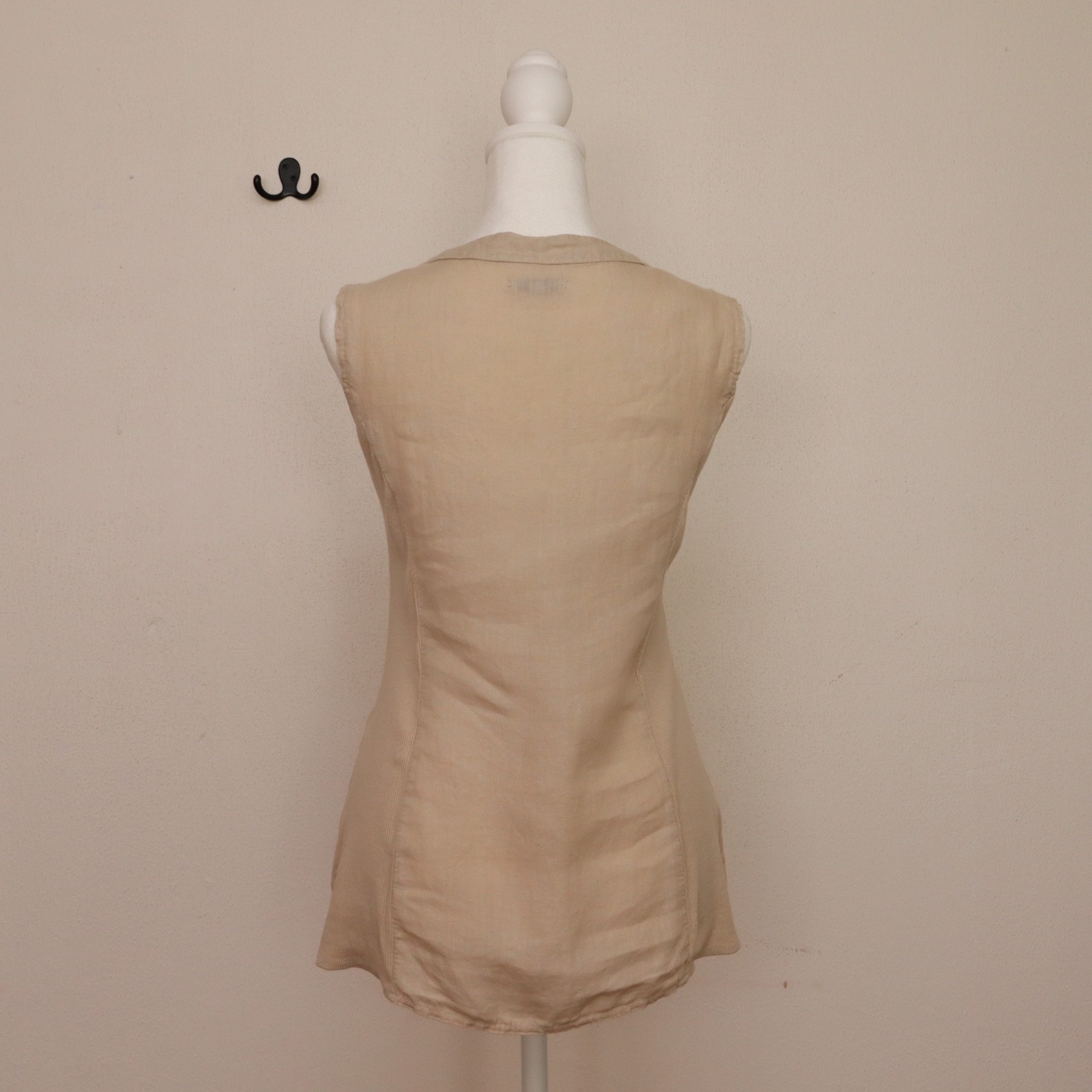 Lina Tomey Made in Italy Women’s Large Slevless Blouse 100%Linen 95%Cotton Beige