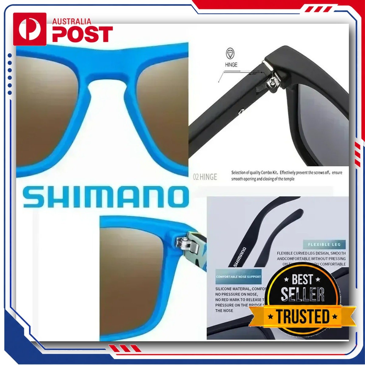 Shimano Men UV400 Polarized Sunglasses Fishing Sports Eyewear for Driving