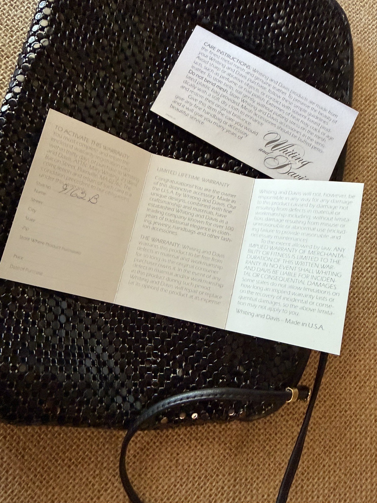 Vintage WHITING AND DAVIS Black Metal Mesh Crossbody Bag Evening Clutch Purse
