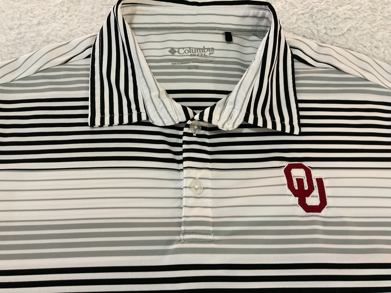 Columbia OU Oklahoma Sooners Mens Medium White Striped S/S Stretch