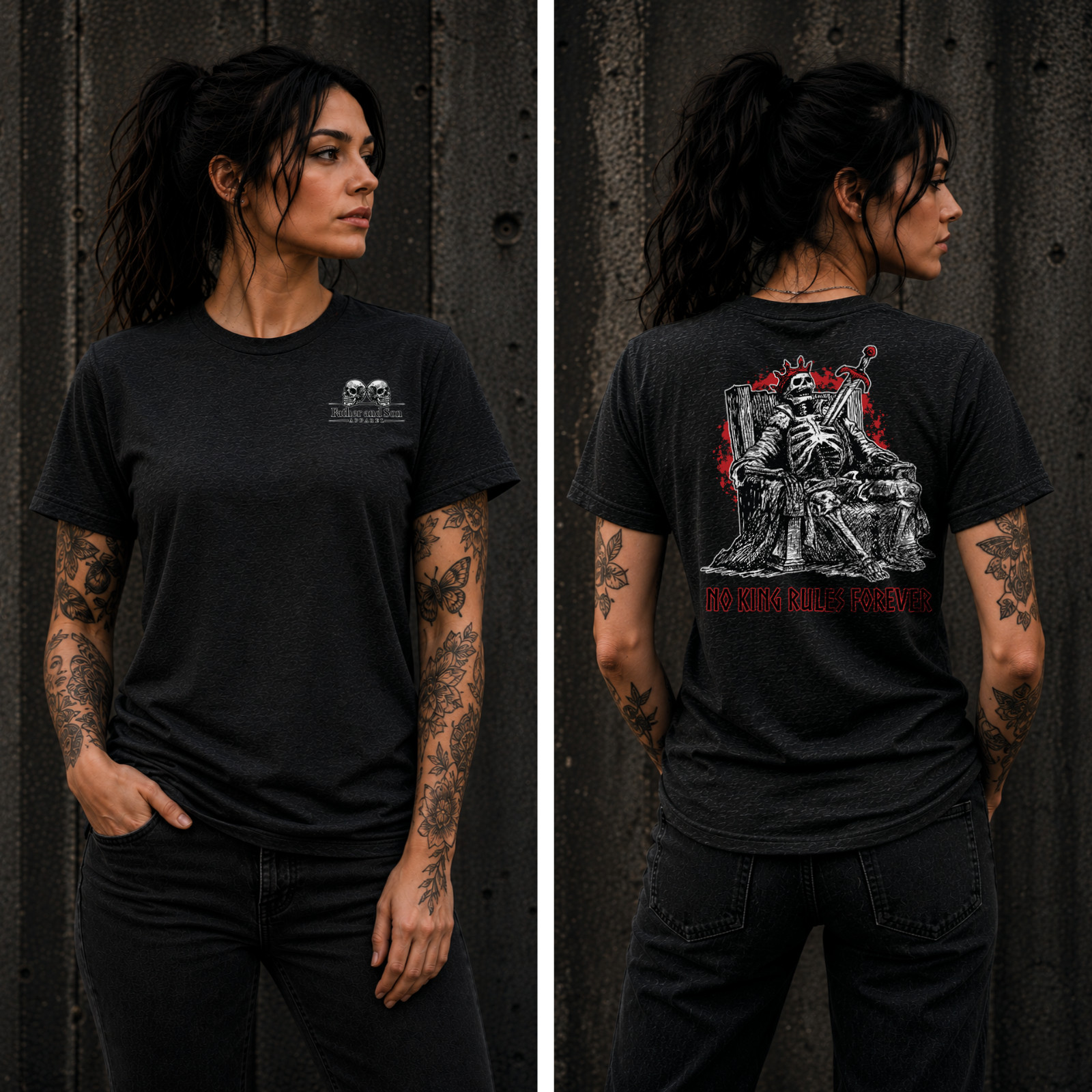 Skeleton King Throne Graphic Tee, Dark Fantasy Streetwear Shirt