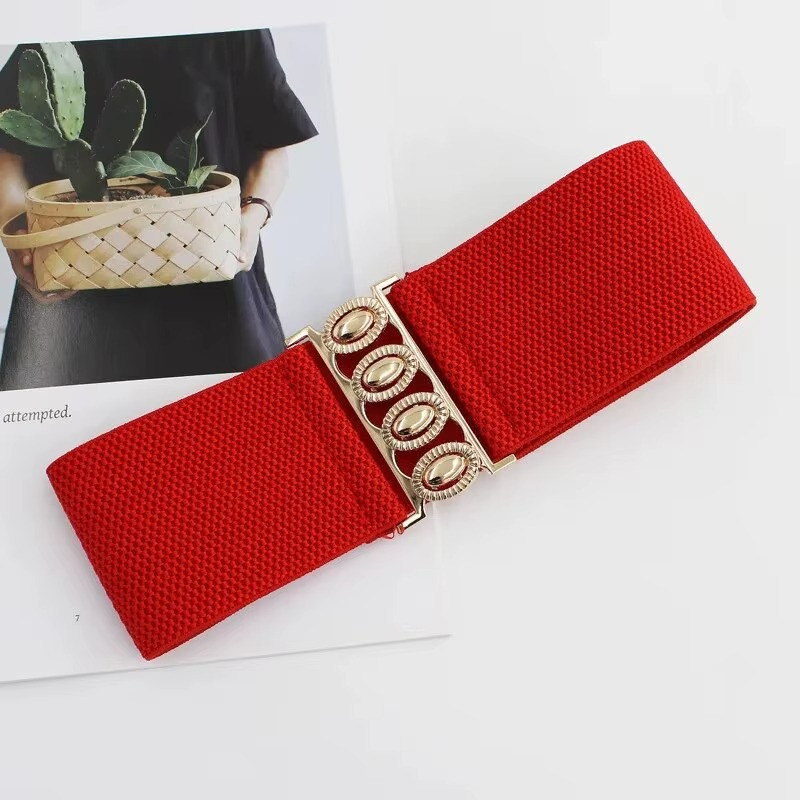 Womens Fashion Elastic Cinch Belt 3″ Wide Stretch Waist Band Clasp Buckle