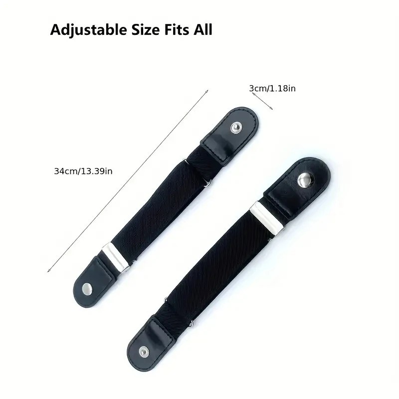 Set of 2 No Buckle Belts Jeans Pants Tightener Side Belts for Men Women