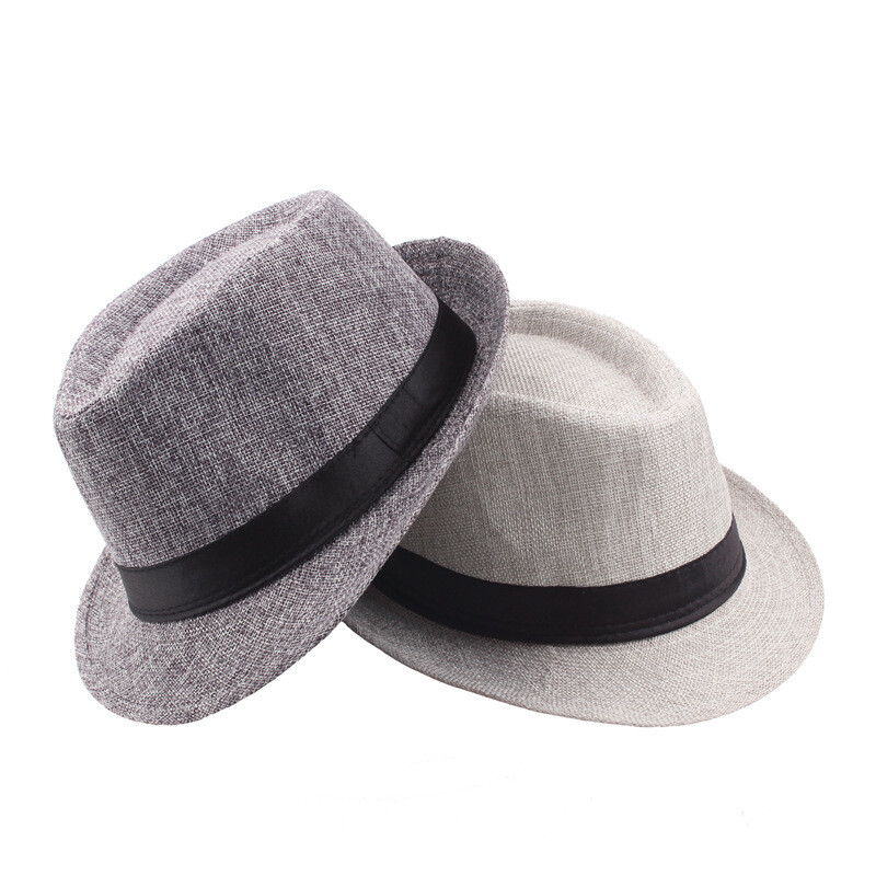 Men Women Straw Fedora Hat Trilby Cuban Sun Cap Panama Short Brim Floral Summer