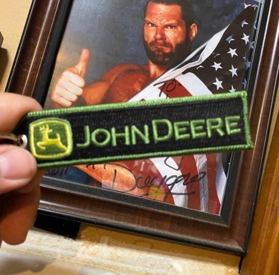 John Deere Tractor Keychain Double-Sided Embroidered Fabric Durable Key Patch