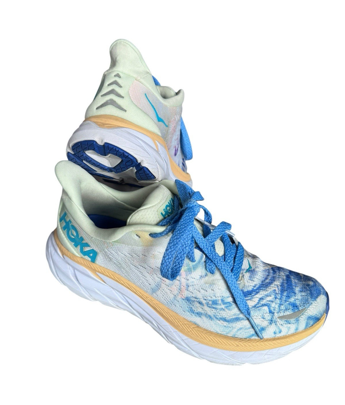 Hoka One One Clifton 8 Women’s Size 7B Blue Marble Running Shoes Sneakers
