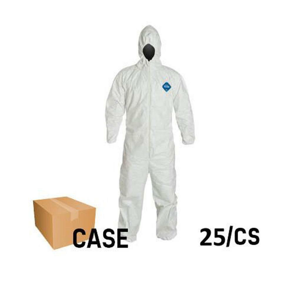 Dupont TY127S TYVEK Disposable Protective Coverall Bunny Spray Suit W/Hood 25/CS