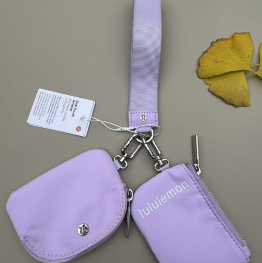 Black Lulemon Style Yoga Key Wallet Wristlet – Dual Pouch Buckle Bag with Wrist