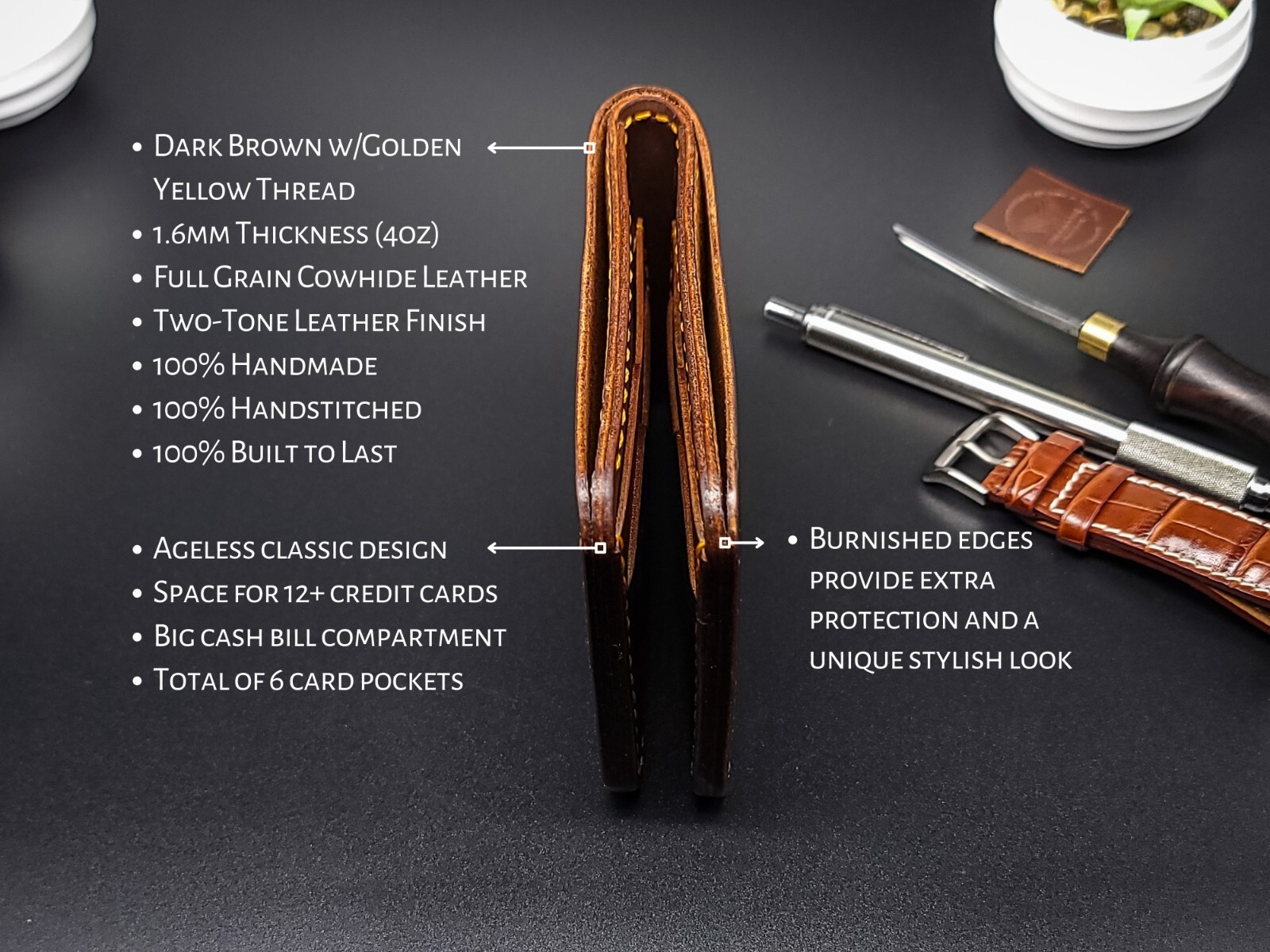 Bellicose Handmade Full Grain Leather Wallet: Anniversary & Holiday Gift for Men