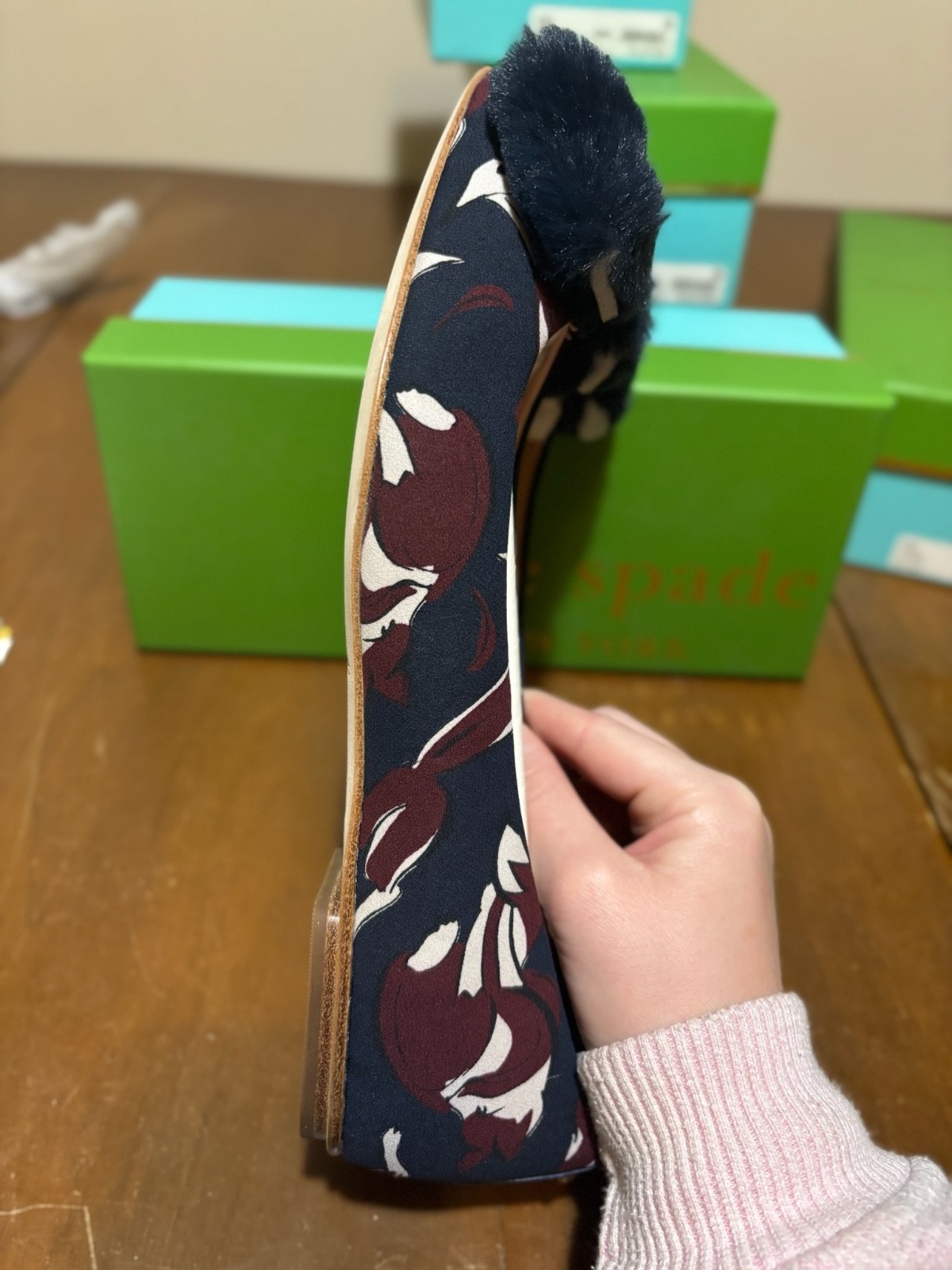 Kate Spade New York Elen Fox Glen Fabric Flats with Bow Navy Women Size 8,8.5,9