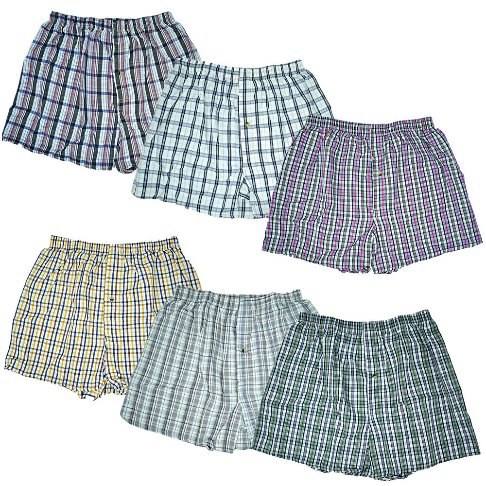 3 Pack Mens Boxer Briefs Trunk Shorts Cotton Check Plaid Underwear Size M-2XL
