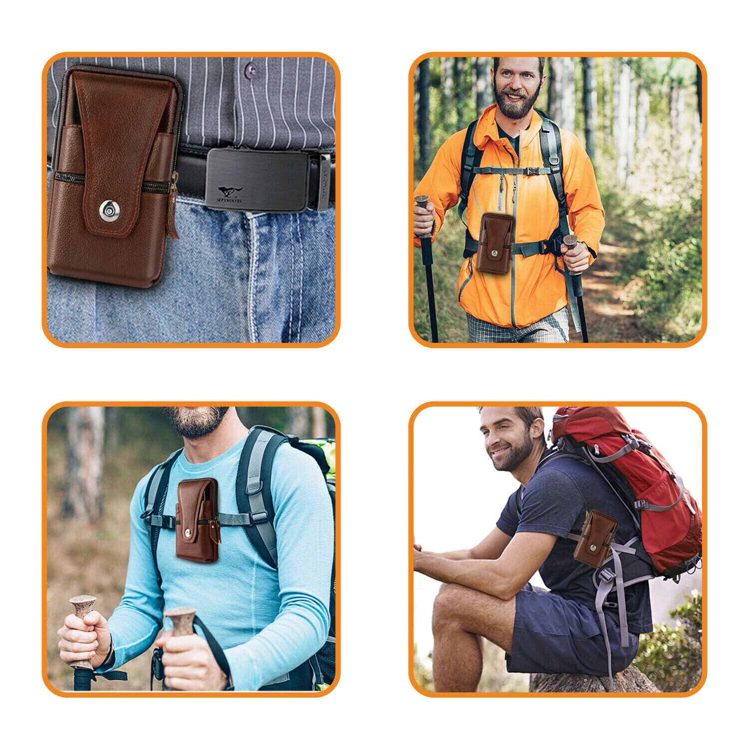 Cell Phone Waist Belt Holster Loop Pack Bag PU Leather Pouch Wallet Case​ Cover