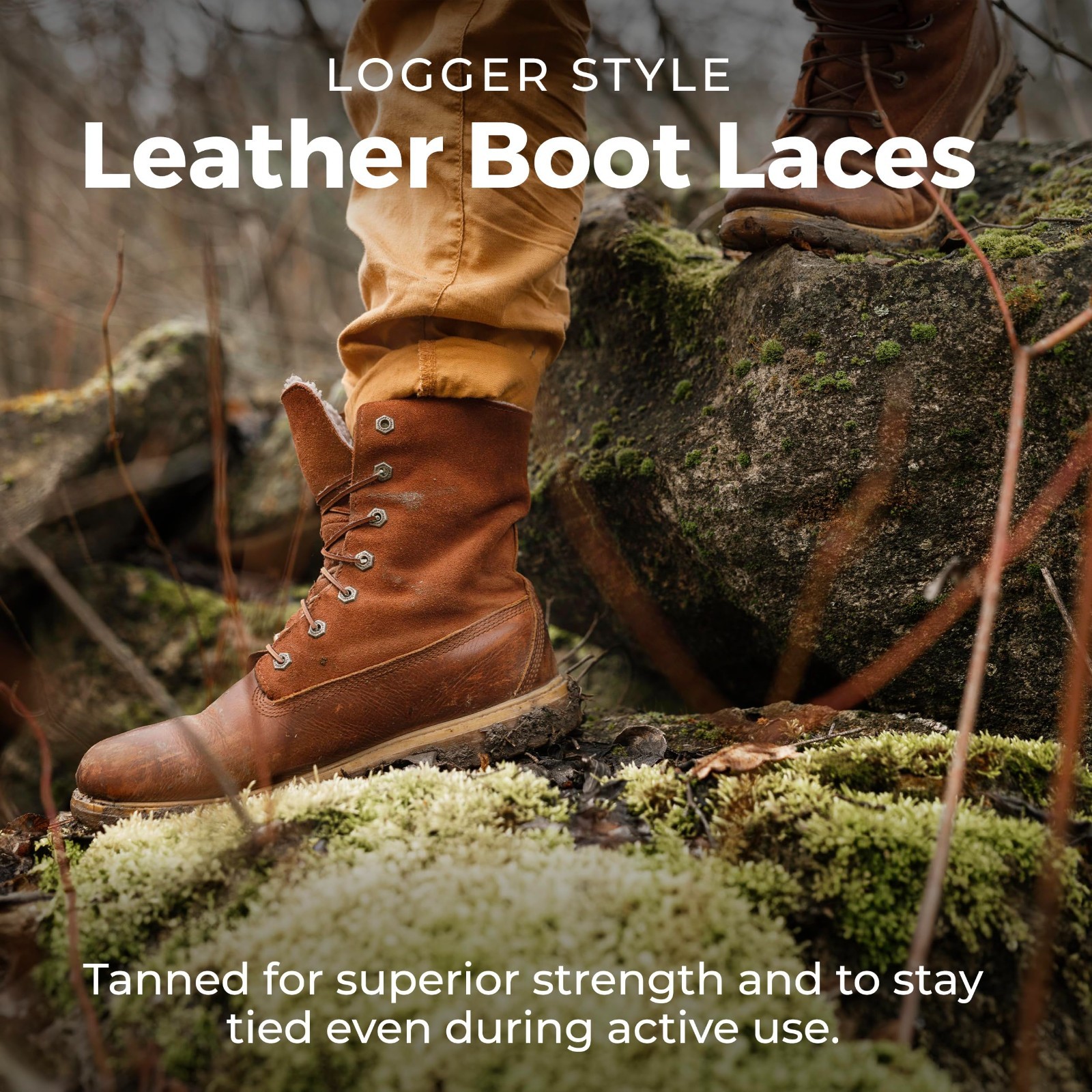 Durable 108” Leather Boot Laces | Genuine Cowhide | Flat 9/64″ Thick for Work &