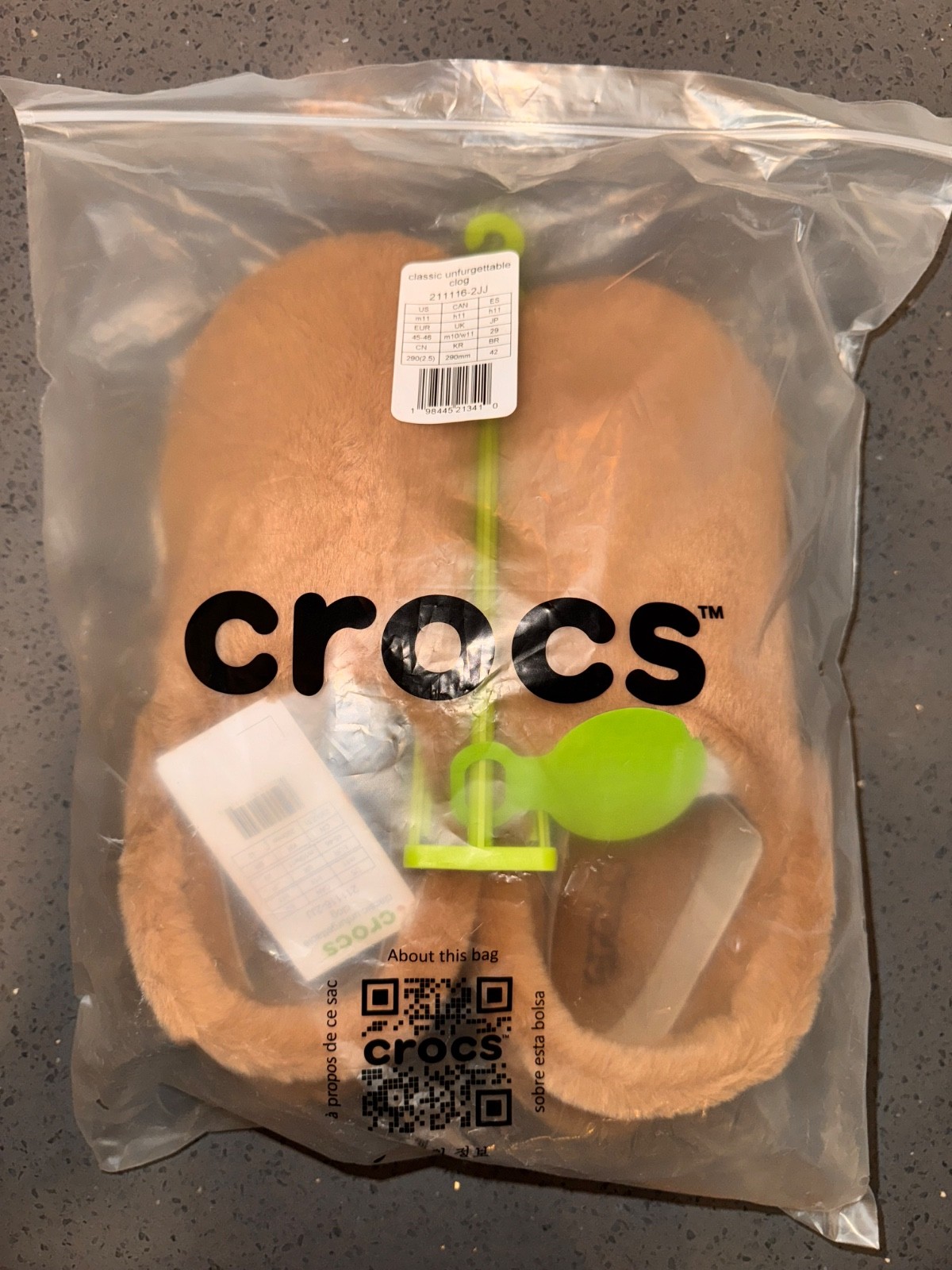 Crocs Classic Unforgettable Clog Milk Chocolate Fuzzy Slip-On W8/M6 & M11