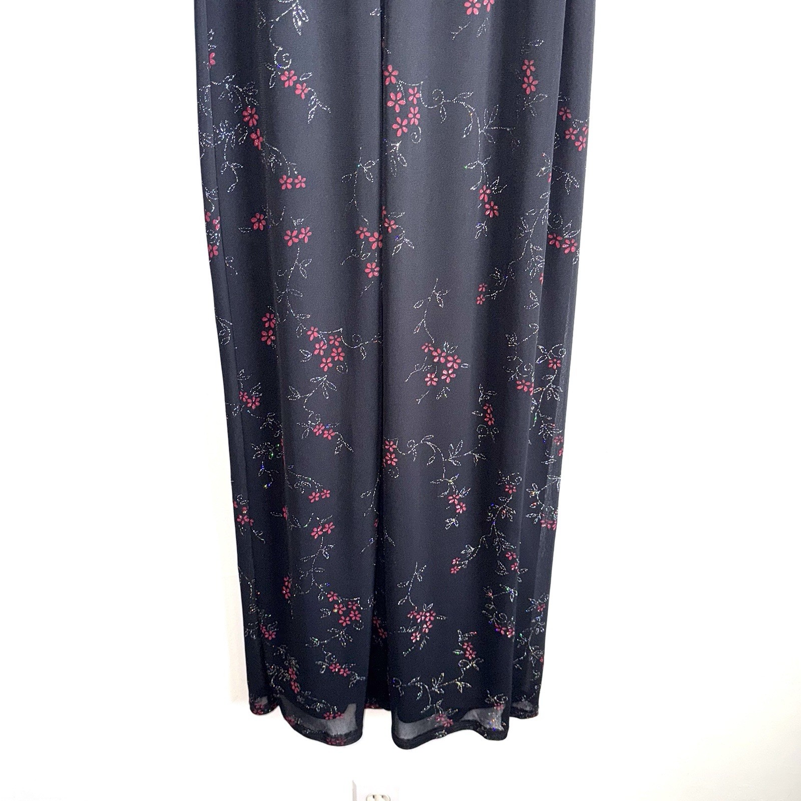 BUYER TOO Women’s Spaghetti Strap Midi Dress Size Small Black Floral Y2K Prom
