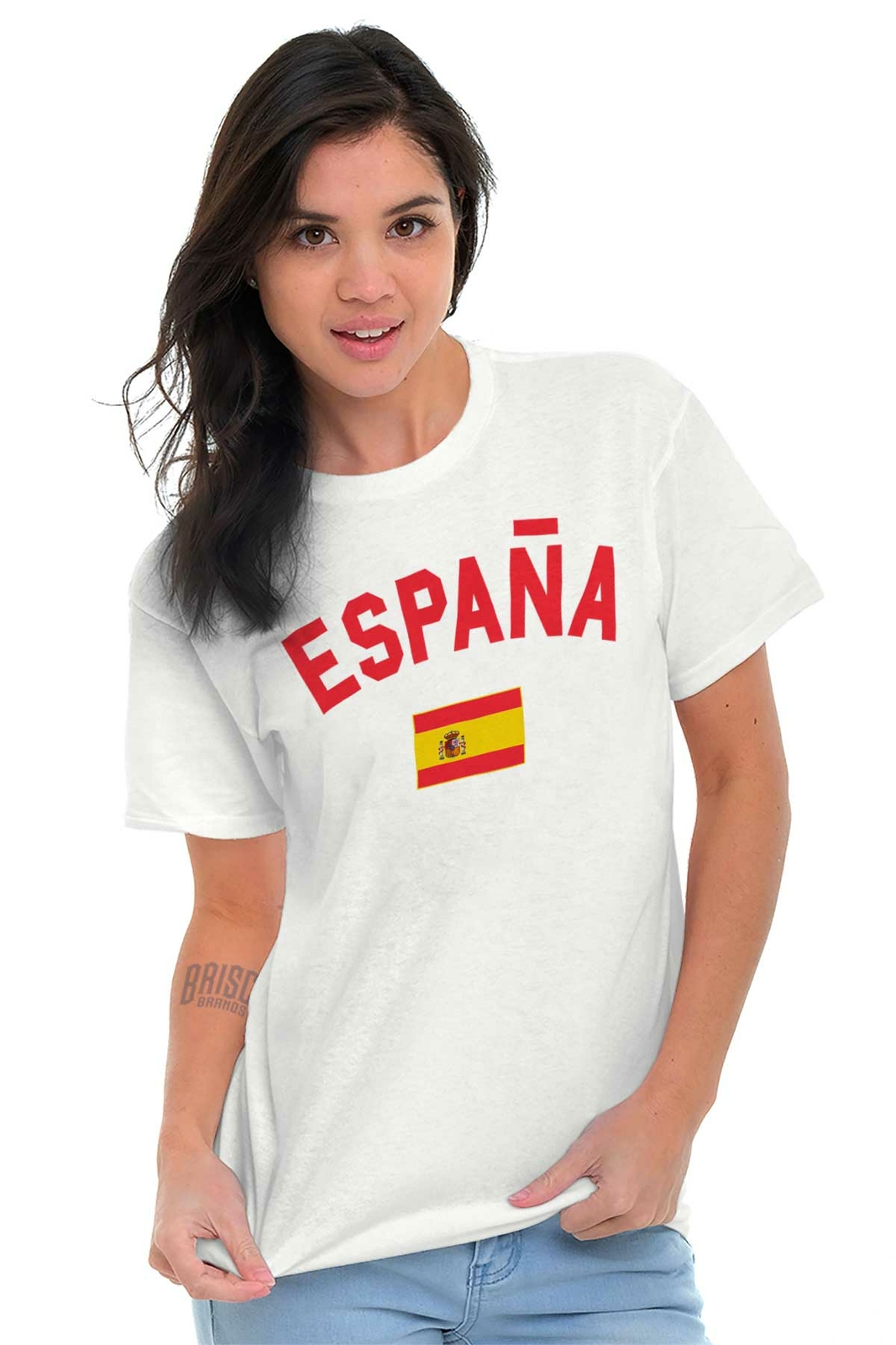 Espana Country Flag Nation Pride Spain Soccer Adult Short Sleeve Crewneck Tee