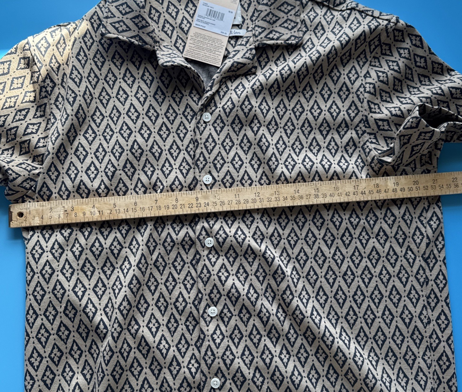 NWT $98 Scotch & Soda Men’s Diamond Jacquard Short Sleeve Knit Camp Shirt Size M