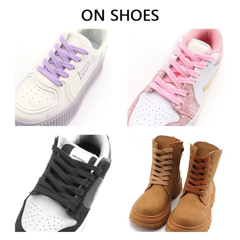 Double Layers Flat Shoe Laces Strings for Boots Sneakers Athletic Tennis Shoes