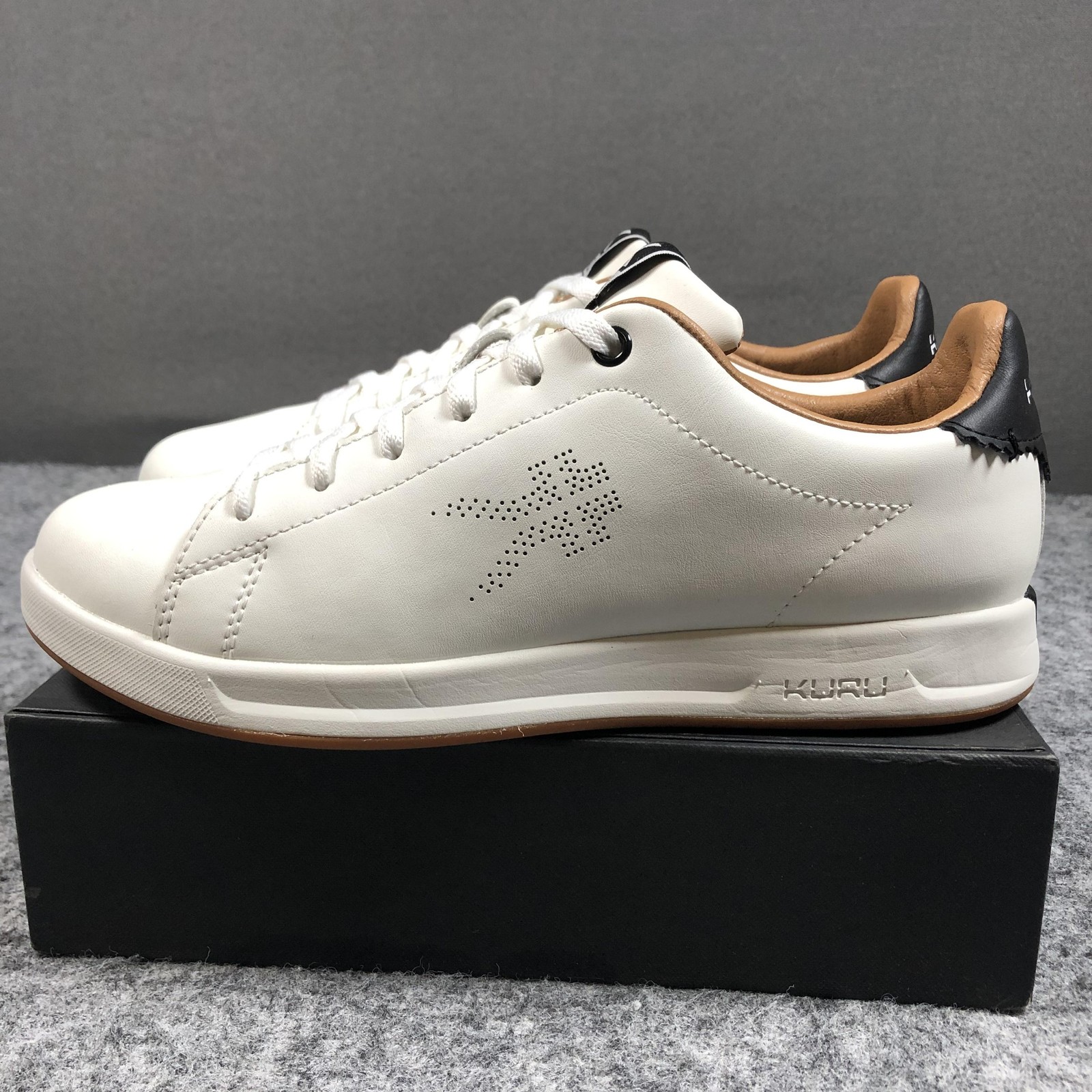 KURU Shoes Mens Size 7.5 White Leather Low Top Lace Up Casual Comfort Sneakers