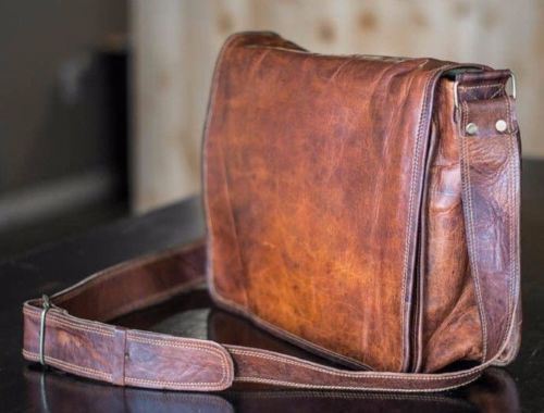 Handmade Men’s Genuine Leather Vintage Laptop Messenger Briefcase Bag Satchel