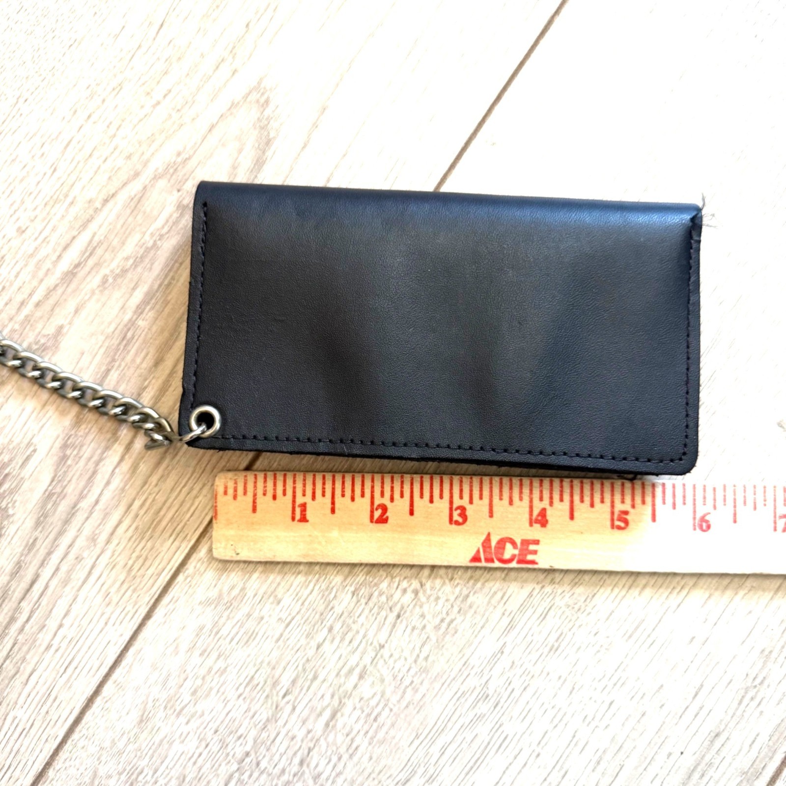 Men’s Leather Wallet Black Rivet Studded Chain Tri-fold Motorcycle Biker Edgy