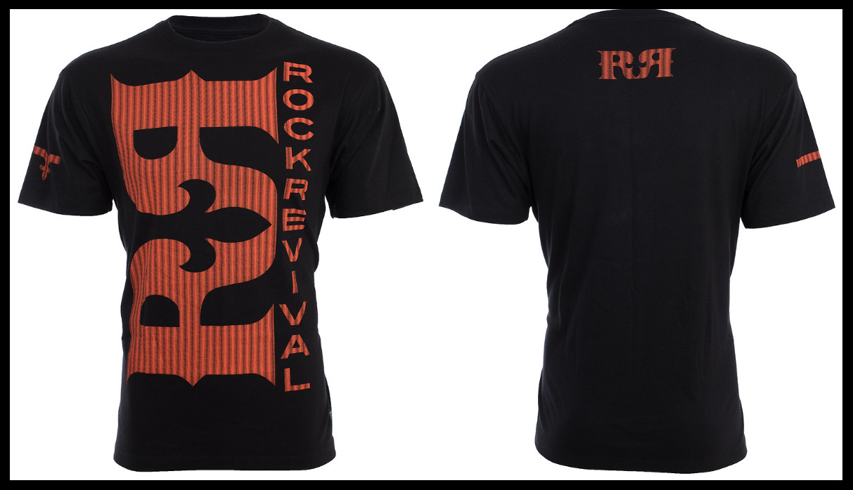 ROCK REVIVAL JEANS Black DOUBLE R Regular Fit Short Sleeve Graphic T-shirt NWT