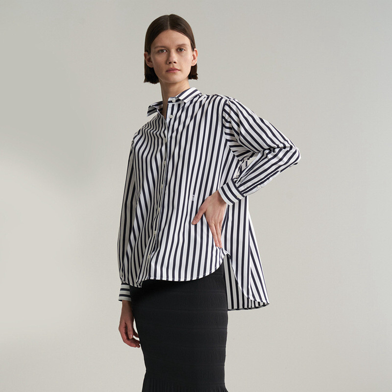 Toteme Signature cotton shirt Striped Embroidered Blouse Top