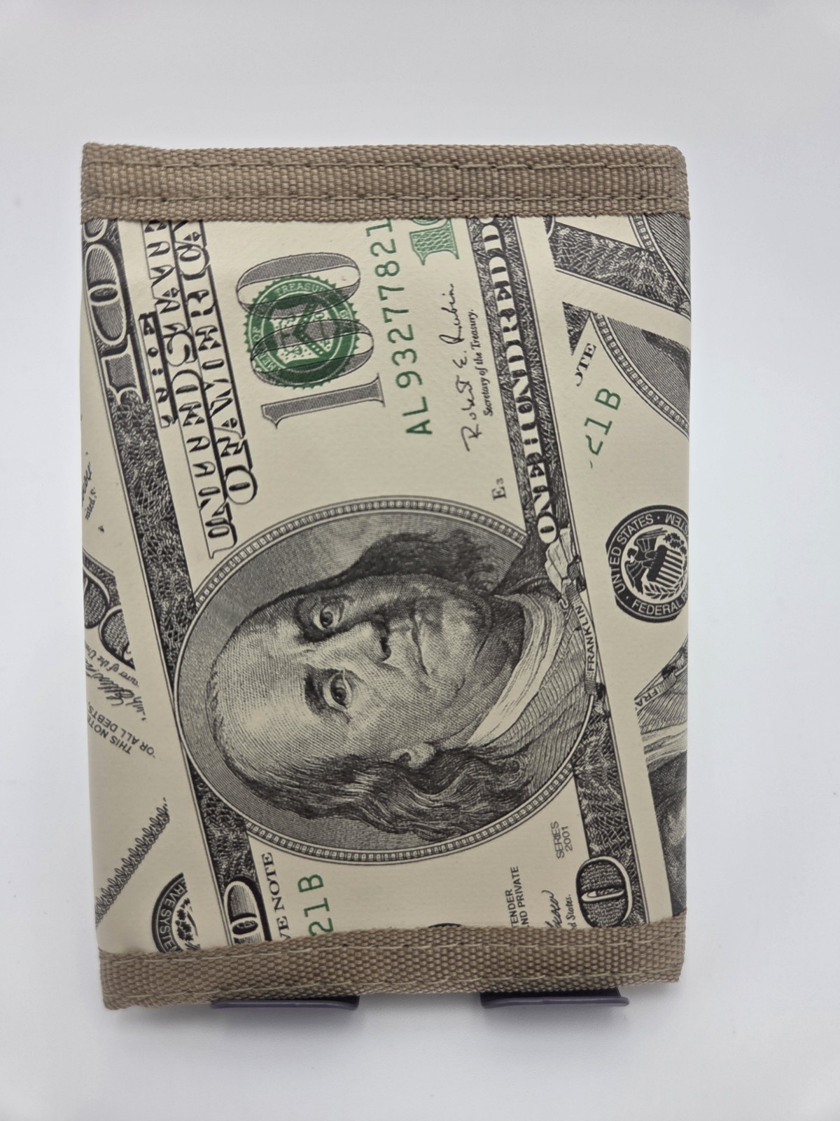 Novelty 100 Dollar Bill Tri-fold Wallet Fun Gag Gift Money Theme New