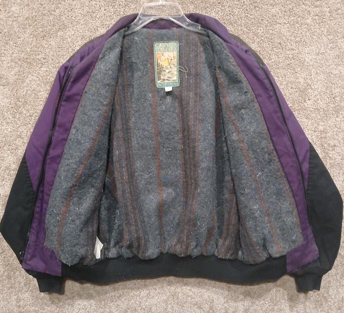 Vintage 90s Canyon Guide Outfitters Bomber Jacket XL Purple Black Aztec Lined