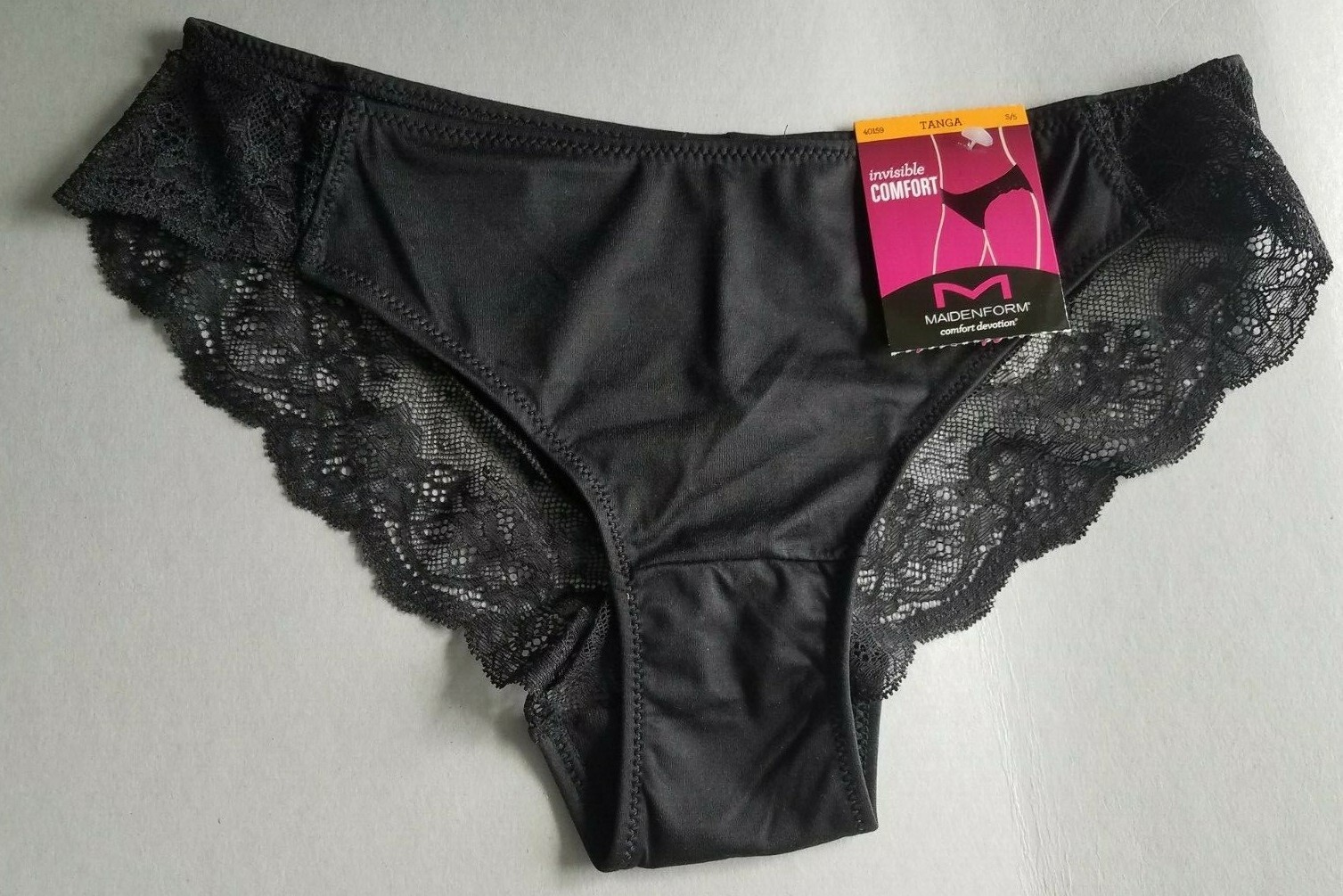 Maidenform Women’s Comfort Devotion Lace Back Tanga Underwear Black Small (5)
