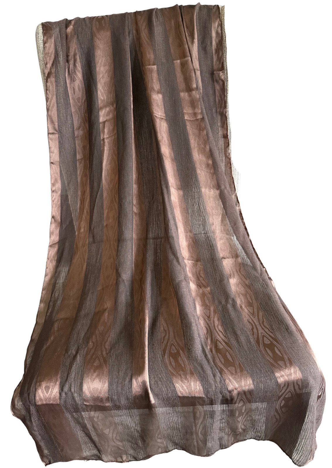 Silk Striped Printed Scarf for Women – Metalic Brown