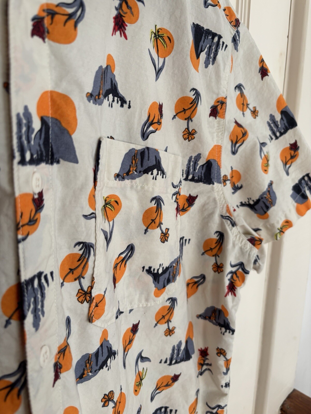 The North Face Desert Sun Flowers Mens Gray SS Shirt Size XL Button Down
