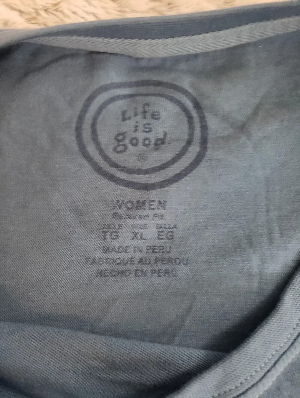 Life is Good Womens Long Sleeve Cartoon Boat Blue Graphic T Shirt XL