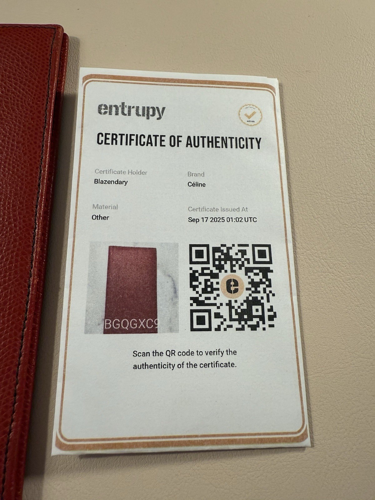 CELINE RED LEATHER PASSPORT PORTFOLIO/COA INCLUDED/PRELOVED!!