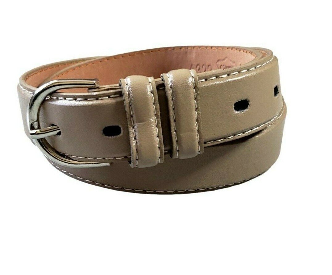 Women’s Leather Casual Dress Plain Solid Colors Belt Silver Buckle Ladies New