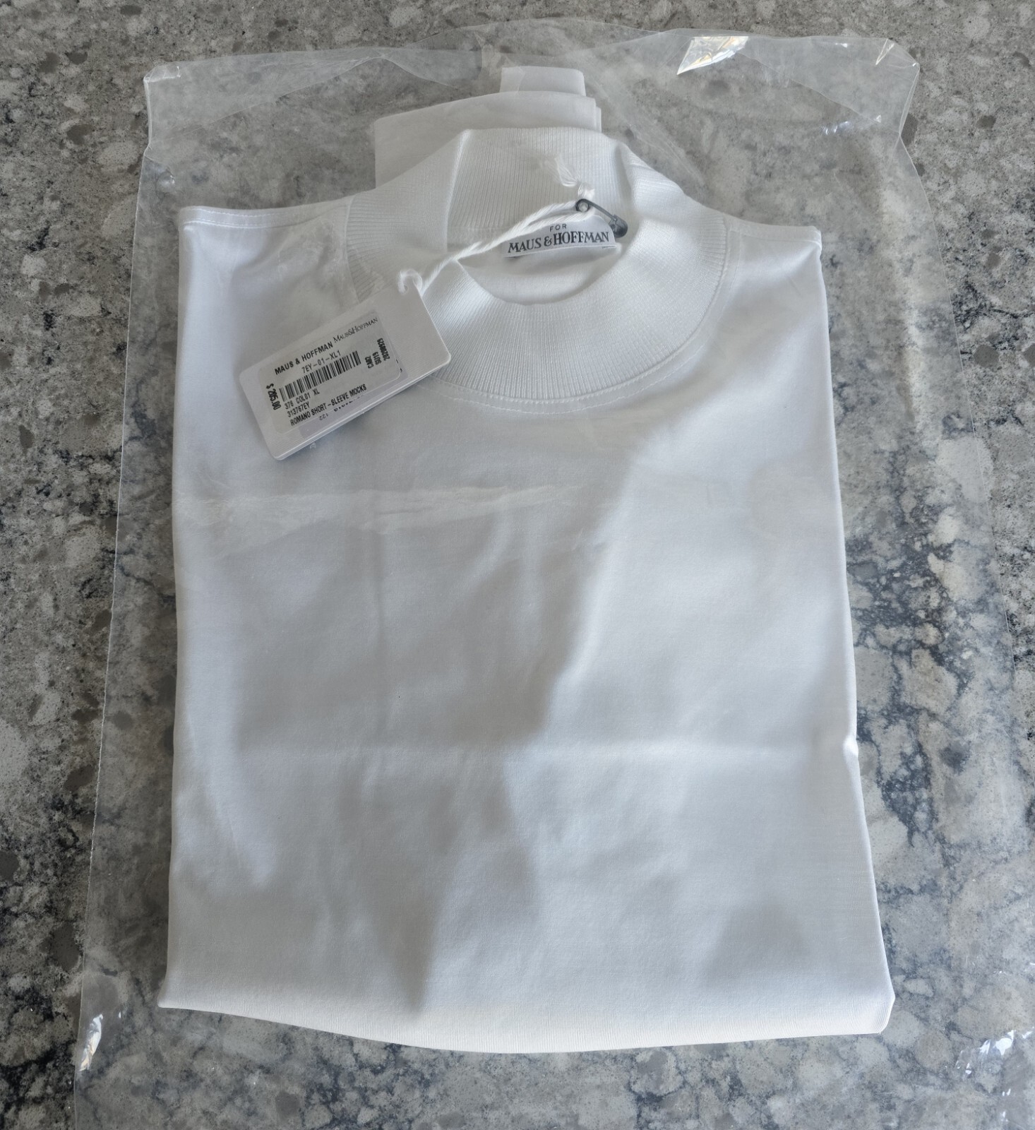 New Maus & Hoffman Roman Cotton Mock Turtleneck Short Sleeve Made In Italy XL