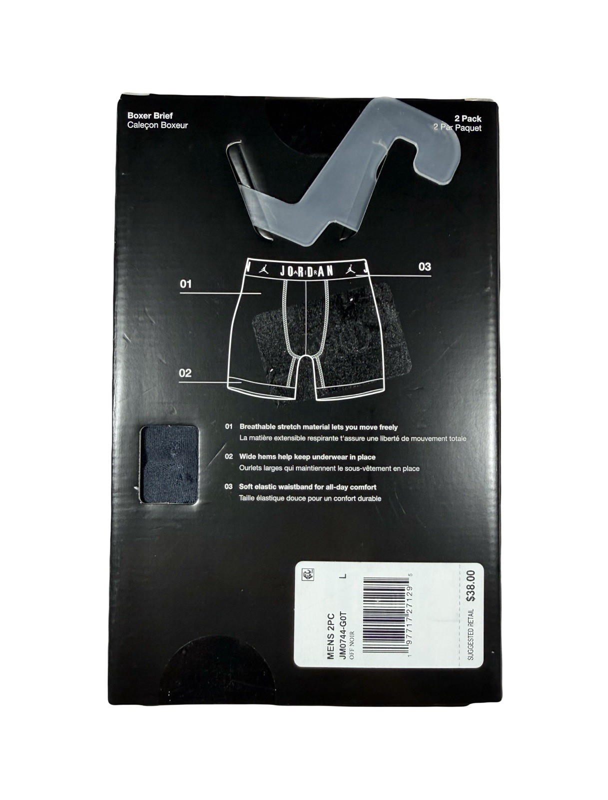 NWT. Jordan. 2 Pack. Flight Cotton Stretch Boxer Briefs. Off Noir. MRSP. $38.00