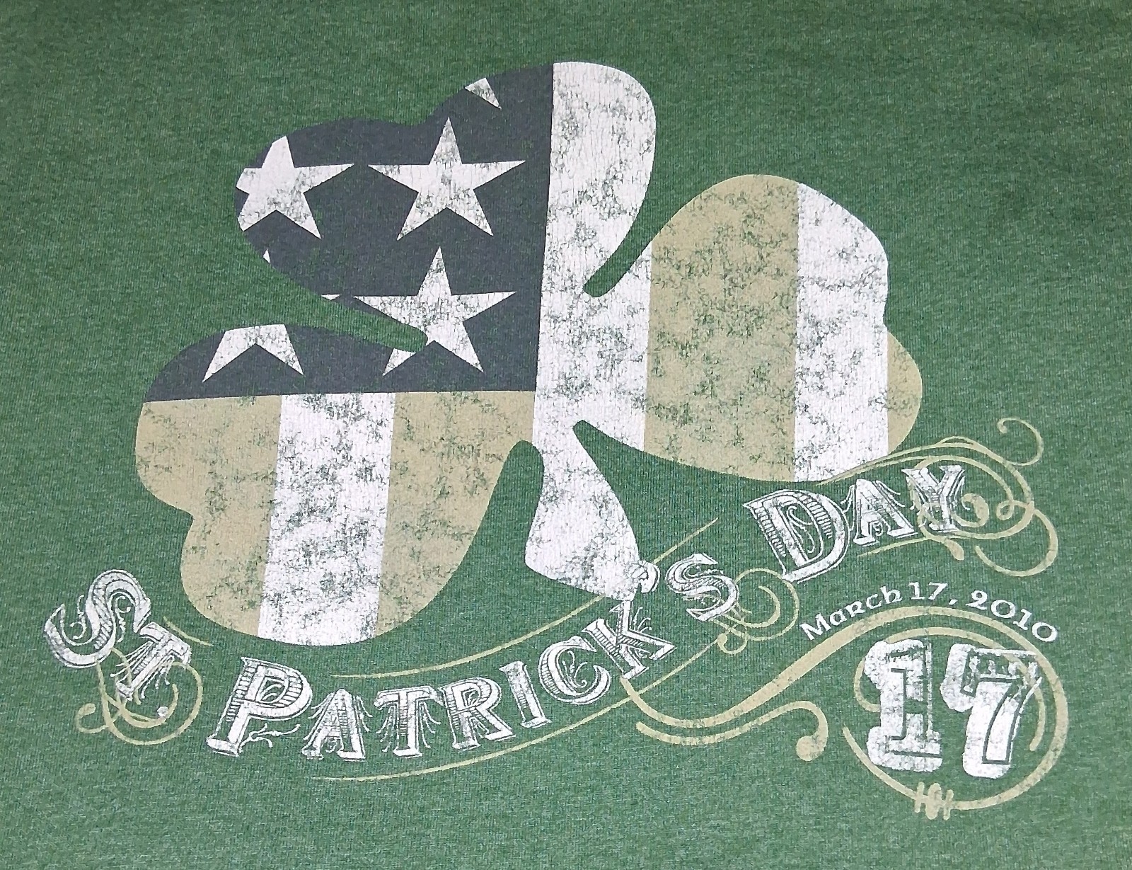Mens St. Patrick’s Brand 2010 Shamrock Size Medium (38-40) Green Graphic T-Shirt