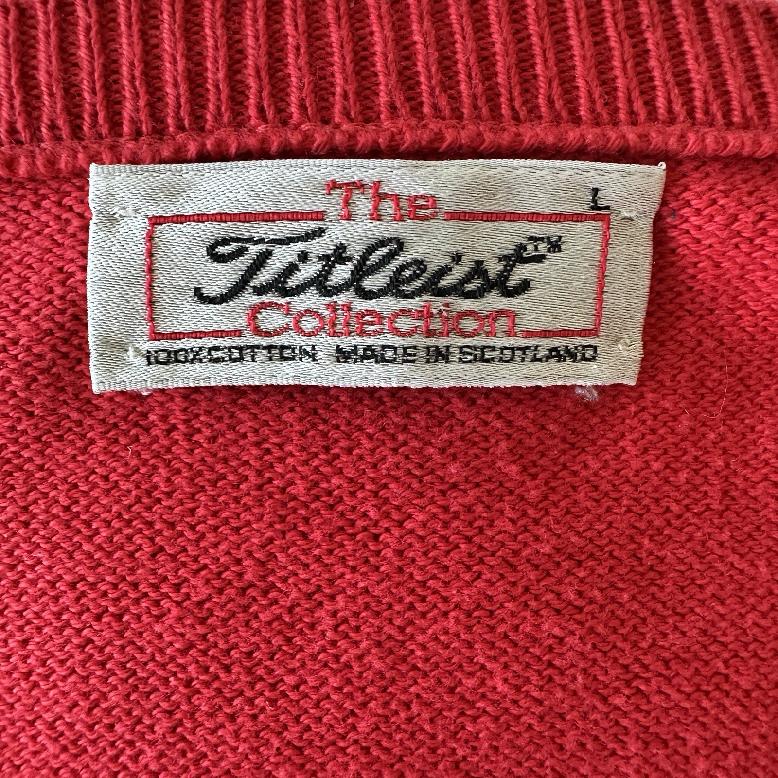 Vintage Titleist Golf Sweater Men’s L Made In Scotland 100% Cotton Red 80s 90s