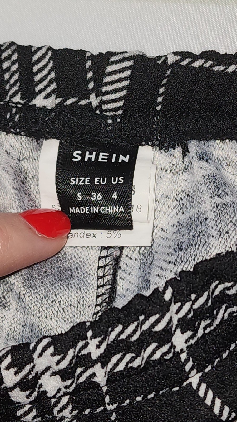 Shein Skinny High Rise Plaid Leggings Pant Black White Size S Checkered