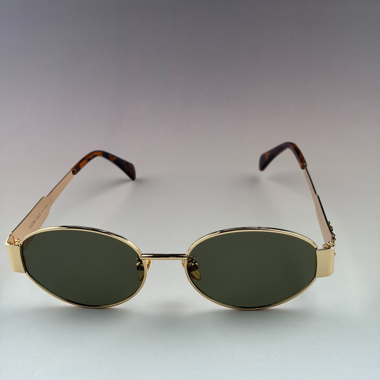New In Box – Celine Women Men Sunglasses Triomphe Gold Metal Oval Frame Driving