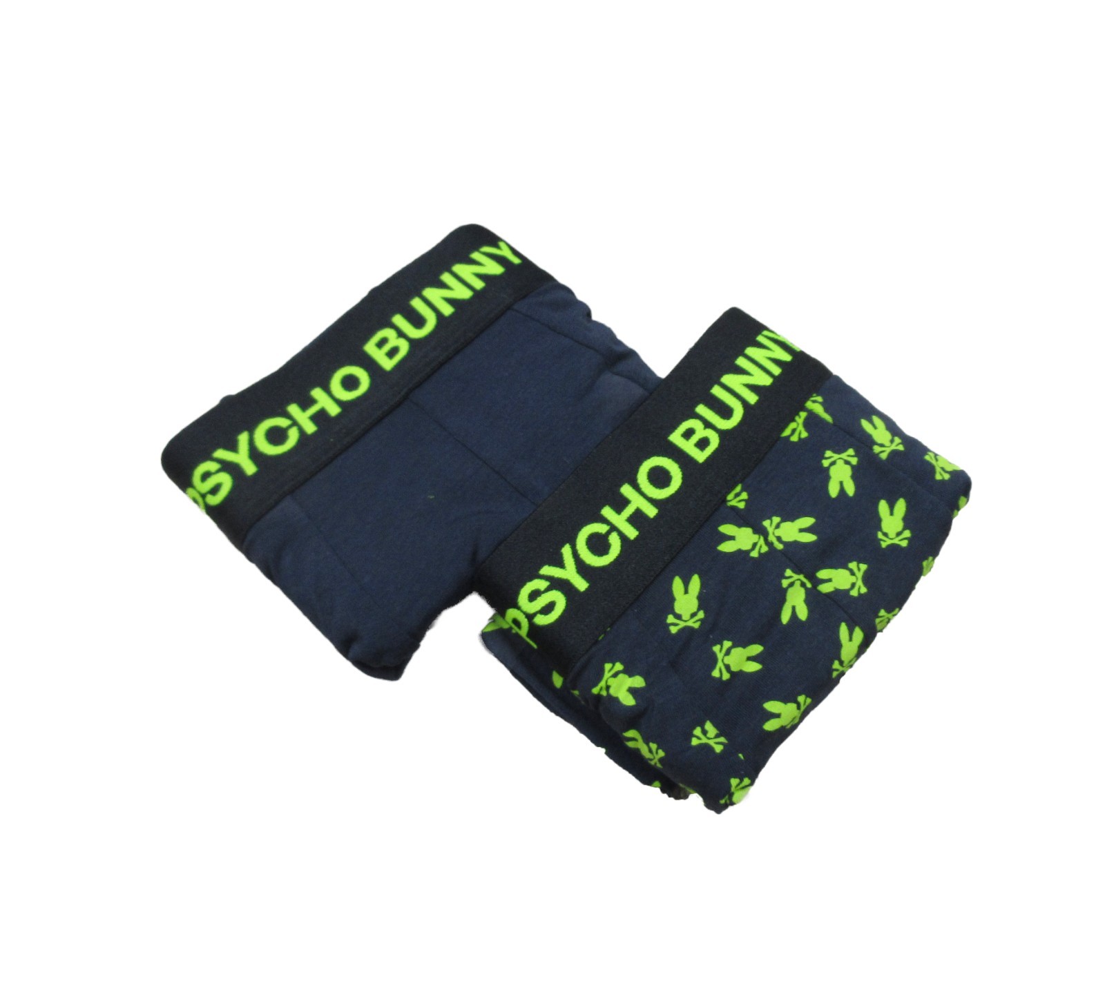 Psycho Bunny Men’s Navy-All Over Bunny Logo Boxer Briefs 2 Pack (M)