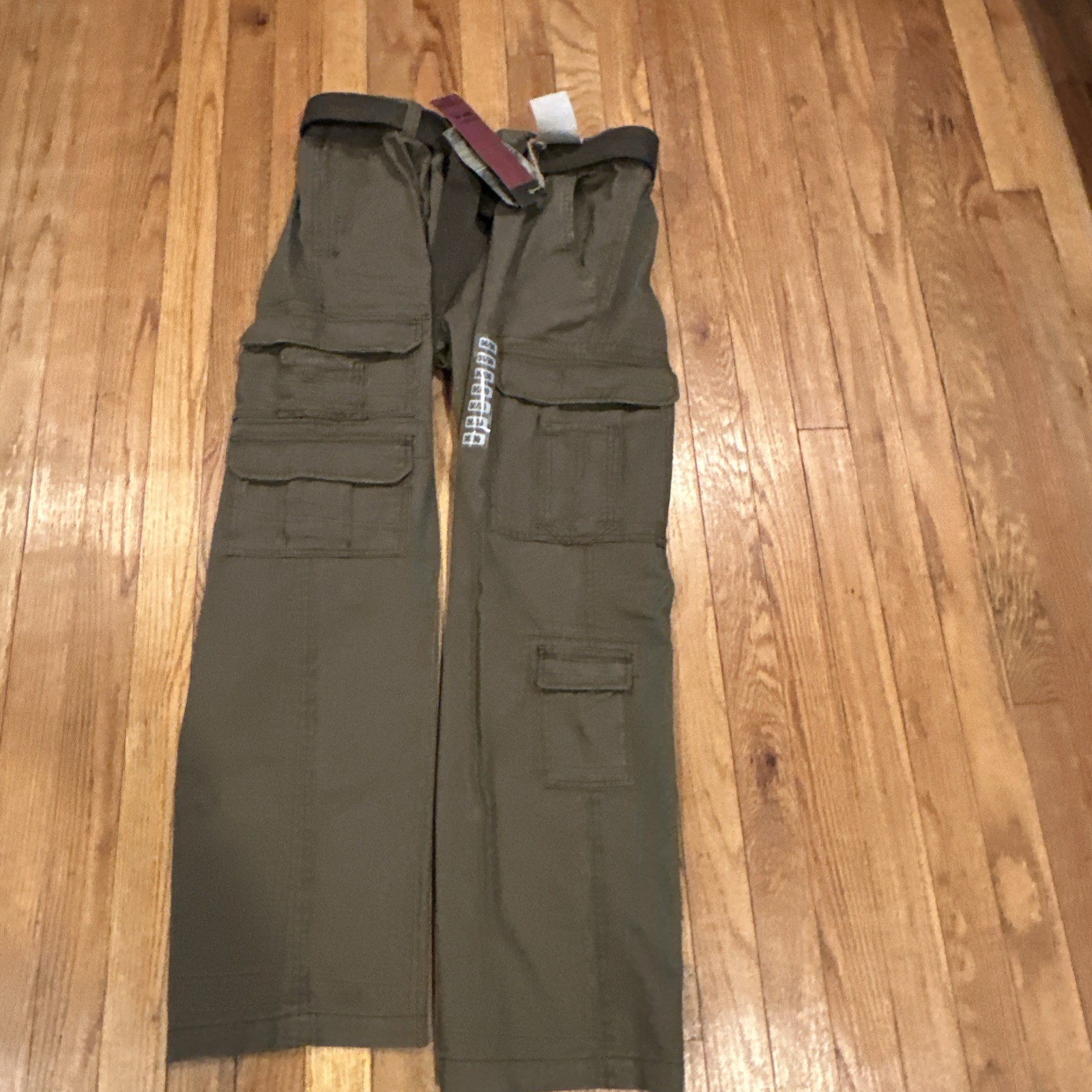 Iron Co Men’s Cargo Pants W/Belt Straight Leg Standard Fit 36×30 Olive Green NWT