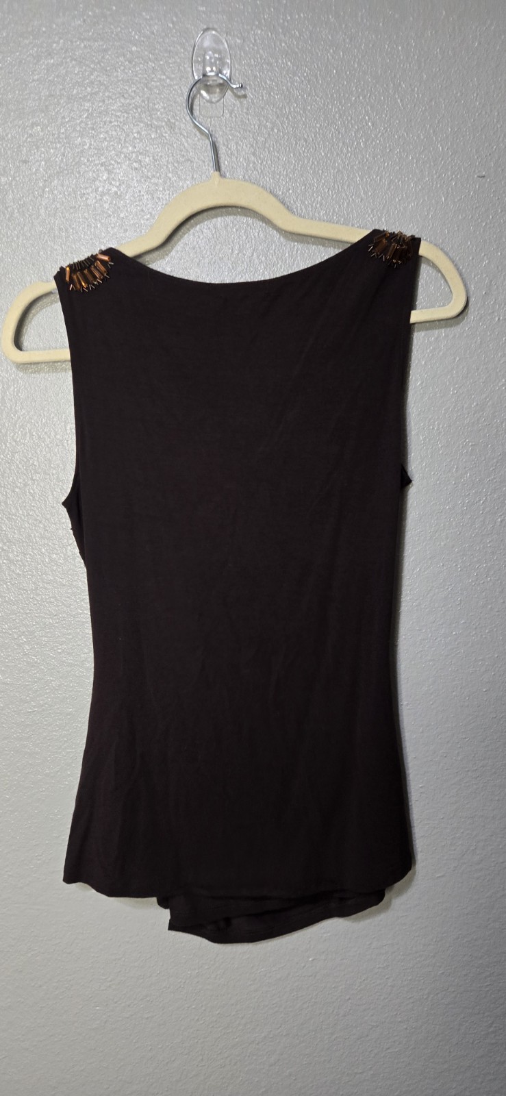 Cache Brown Asymmetric beaded Woman’s Top NWT Y2K size M