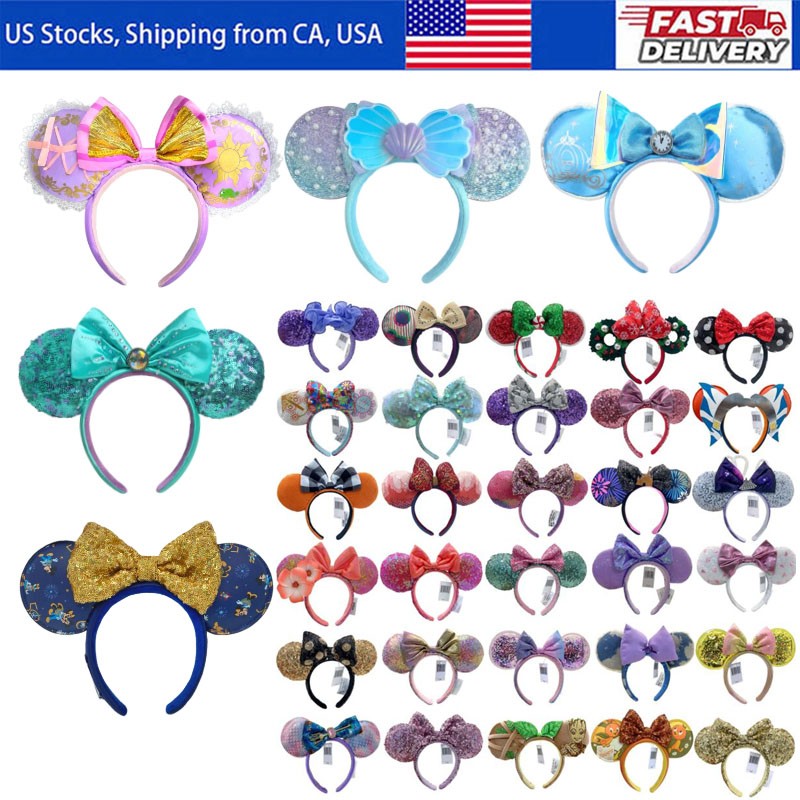 Disney-Park 222+ Styles Sequin Minnie Mouse Ears Headbands Mickey Ears Headband