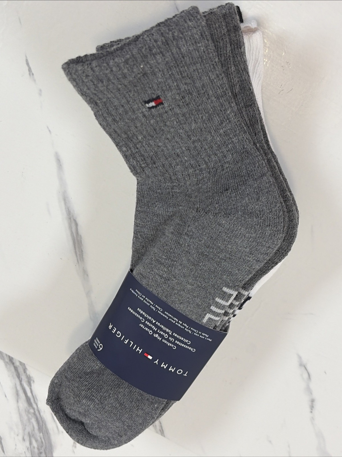 TOMMY HILFIGER Mens Quarter Crew Socks 6 Pack Size 7-12
