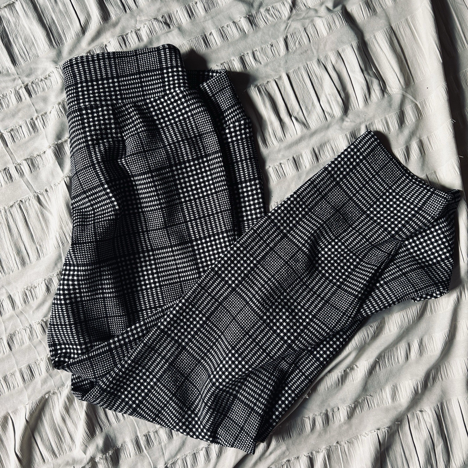 Preppy Plaid Stretch Pants Women’s M Slim Fit Office Chic Checkered Career