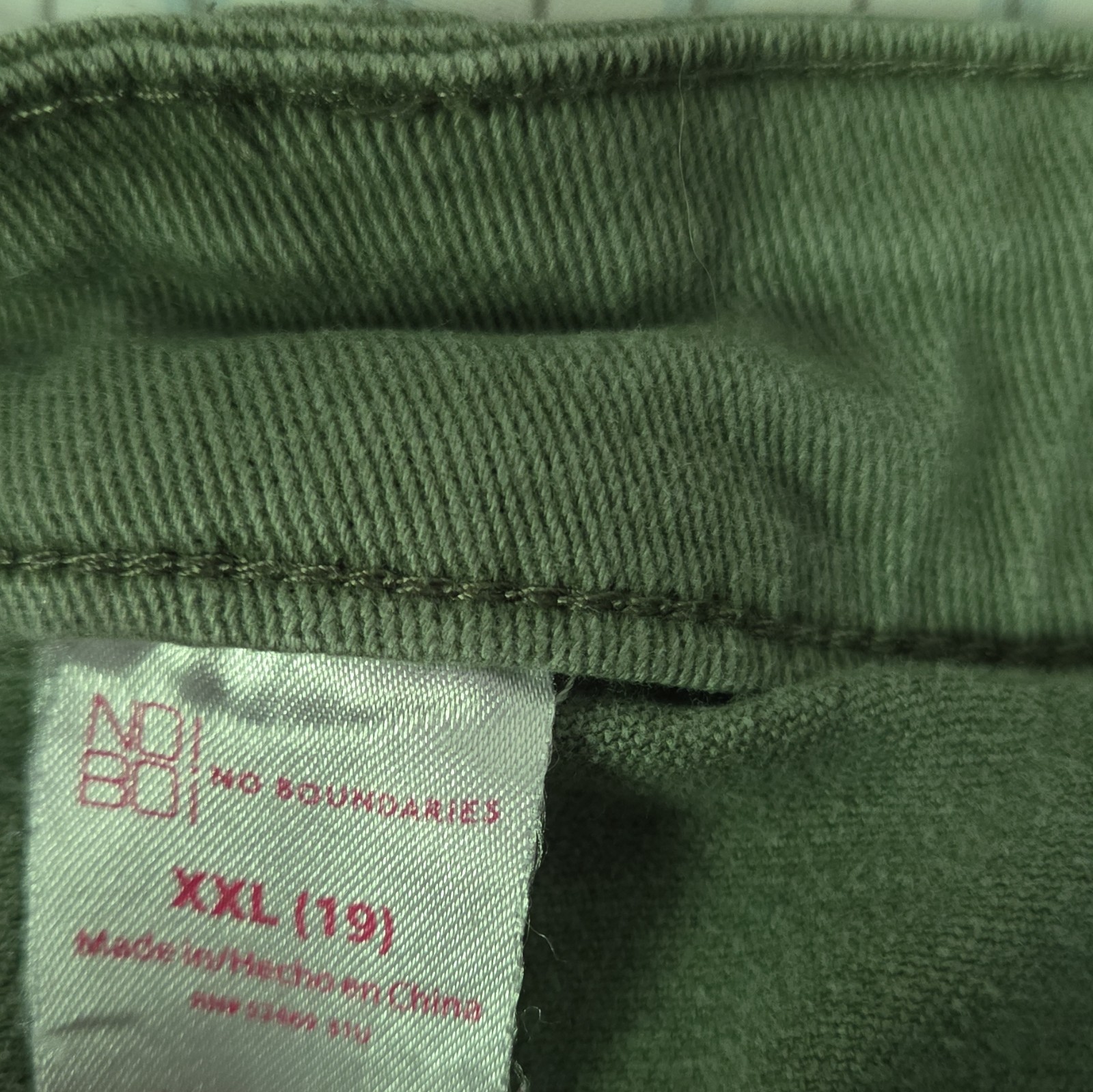 No Boundaries Green Juniors Khaki Jean Skirt XXL (19) Cotton Twill Pockets short